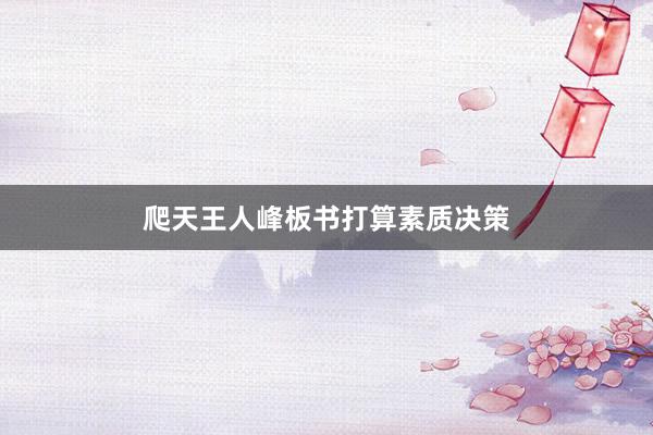 爬天王人峰板书打算素质决策
